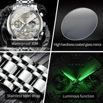 Reloj de Hombre OLEVS Clásico | Cronógrafo Multifunción, Fase Lunar y Resistente al Agua