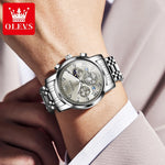 Reloj de Hombre OLEVS Clásico | Cronógrafo Multifunción, Fase Lunar y Resistente al Agua